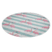Planche À Découper Motif Arrière - plan Exotique Flamant rose rayé (Coin)