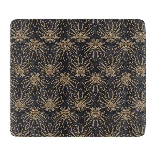 Planche À Découper Motif Art Déco avec motifs floraux dorés (Devant)