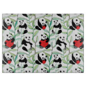 Planche À Découper motif avec de beaux pandas avec des coeurs (Devant)