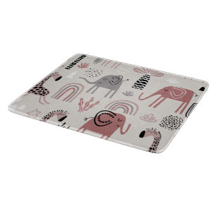 Planche À Découper motif avec des éléphants et des girafes mignons gé