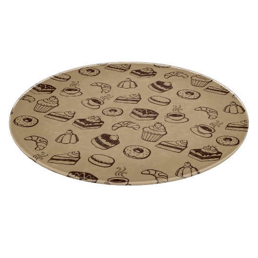 Planche À Découper Motif avec des gâteaux, des desserts et la (Coin)