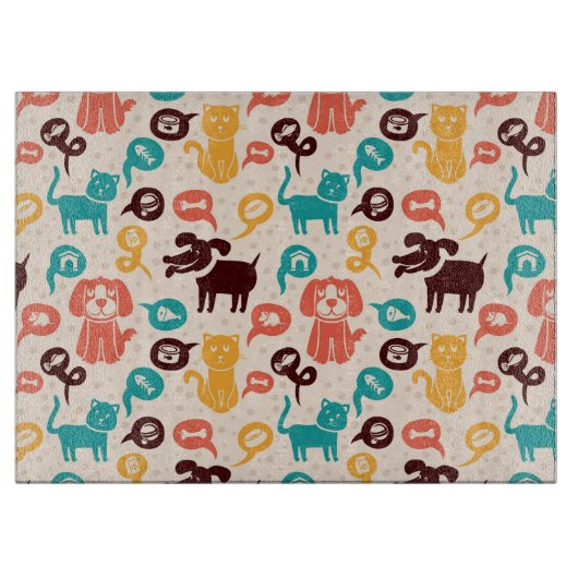 Planche À Découper Motif avec les chats et les chiens drôles (Devant)