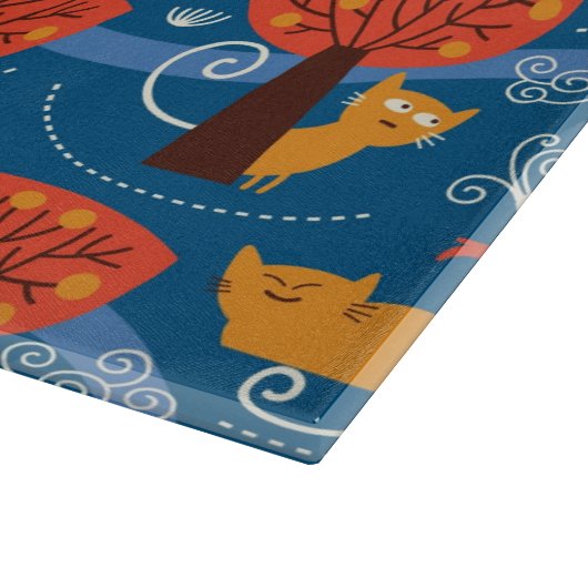 Planche À Découper motif avec les chats et les oiseaux mignons (Coin)