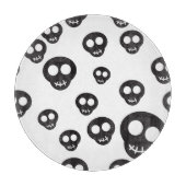 Planche À Découper Motif avec les crânes noirs sur le blanc (Devant)