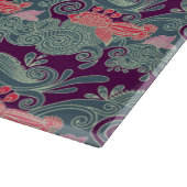 Planche À Découper Motif avec les poissons et la vague pourpre (Coin)