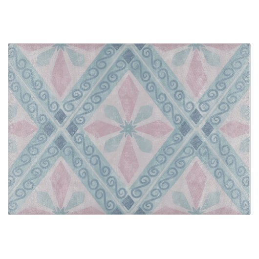 Planche À Découper motif bleu en forme de diamant (Devant)