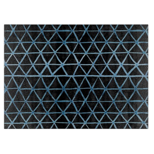 Planche À Découper Motif bleu Shibori sur fond noir (Devant)