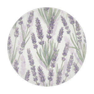 Planche À Découper Motif botanique à l'aquarelle de brins de lavande