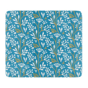 Planche À Découper Motif botanique de couleur bleue de style vintage