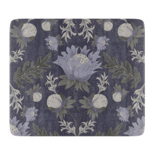 Planche À Découper Motif botanique de couleur bleue de style vintage