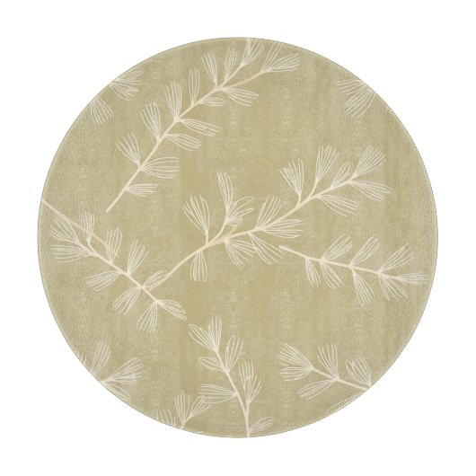 Planche À Découper Motif botanique vert sauge avec feuille dessinée à (Devant)