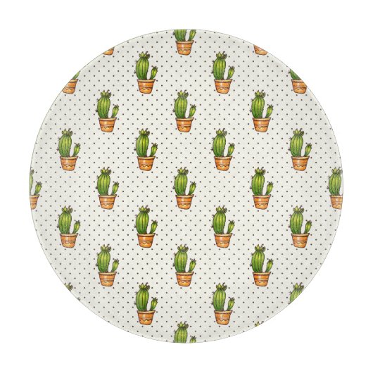Planche À Découper Motif Cactus & Succulent Polk Dot (Devant)