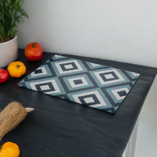 Planche À Découper Motif Carré bleu