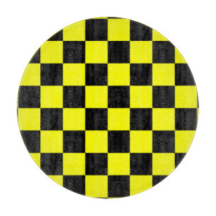 Planche À Découper Motif chèque À damiers jaune noir