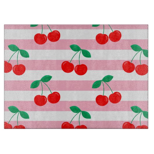 Planche À Découper Motif Cherry Stripe - Retro Fruit Cadeau & Décor (Devant)