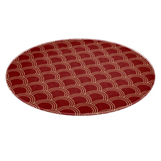 Planche À Découper Motif chinois traditionnel rouge et or (Coin)