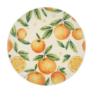 Planche À Découper Motif Citron Oranges Aquarelle