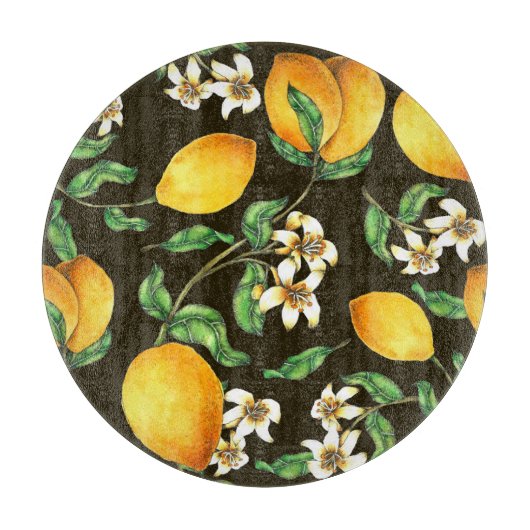 Planche À Découper Motif citron verni à la main (Devant)