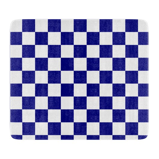 Planche À Découper Motif classique en damier bleu foncé et blanc (Devant)