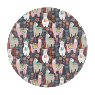 Planche À Découper Motif coloré de lamas