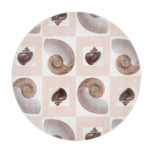 Planche À Découper Motif damier coquilles de porcelaine pêche