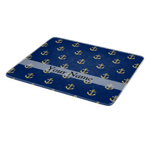 Planche À Découper Motif d'ancrage bleu