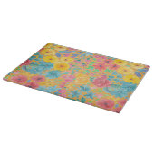 Planche À Découper Motif d'aquarelle florale en jaune (Coin)