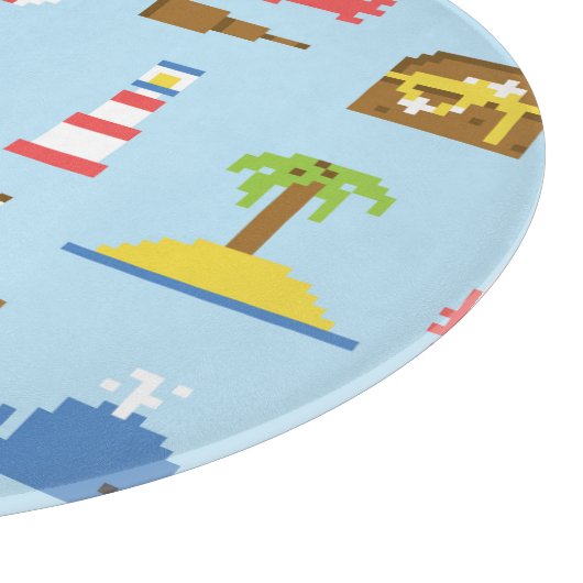 Planche À Découper Motif d'art de mer de pixel (Coin)