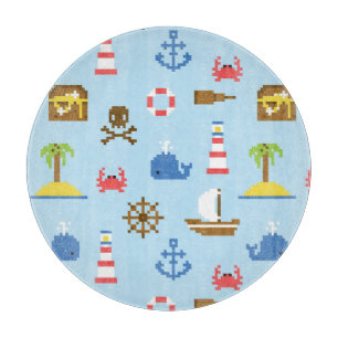 Planche À Découper Motif d'art de mer de pixel