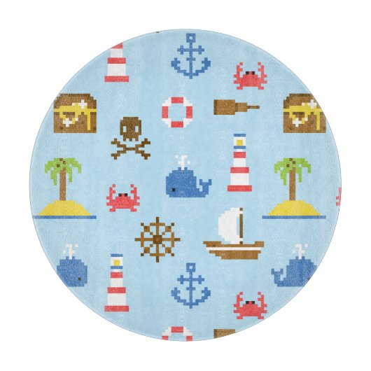 Planche À Découper Motif d'art de mer de pixel (Devant)