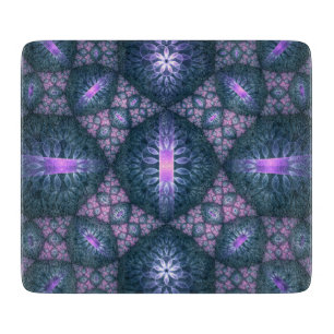 Planche À Découper Motif d'art fractal 3D turquoise violet rose