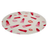 Planche À Découper Motif de baiser au rouge à lèvres rose (Coin)