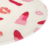 Planche À Découper Motif de baiser au rouge à lèvres rose (Coin)