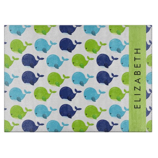 Planche À Découper Motif De Baleines, Beaux Baleines, Votre Nom (Devant)