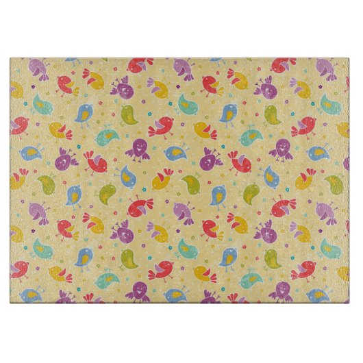 Planche À Découper Motif de bébé avec les oiseaux mignons (Devant)