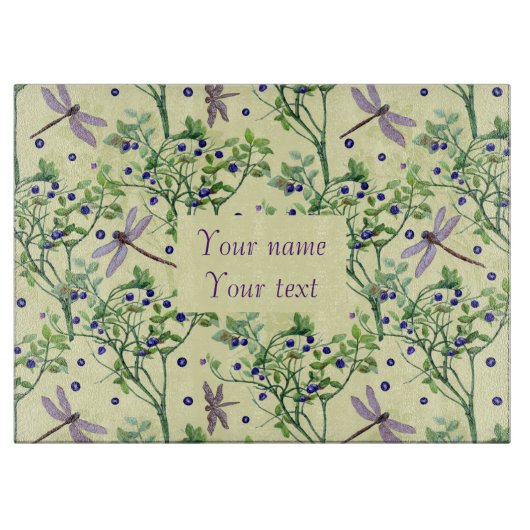 Planche À Découper Motif de bleuets avec libellules (Devant)