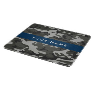 Planche À Découper Motif de camouflage gris, Votre nom, Personnaliser