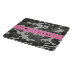 Planche À Découper Motif de camouflage gris, Votre nom, Personnaliser