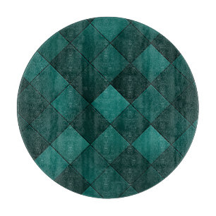 Planche À Découper Motif de Carreaux d'Émeraude – Luxe Moderne