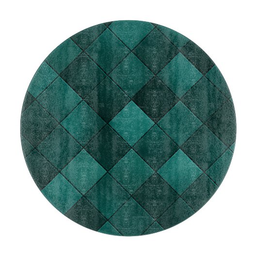 Planche À Découper Motif de Carreaux d'Émeraude – Luxe Moderne (Devant)