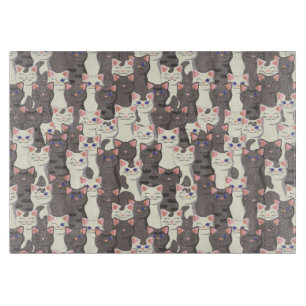Planche À Découper Motif de chats blancs et gris