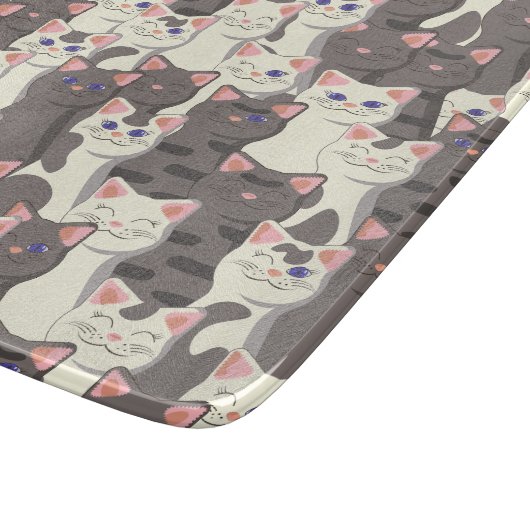 Planche À Découper Motif de chats blancs et gris (Coin)