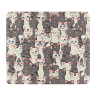 Planche À Découper Motif de chats blancs et gris