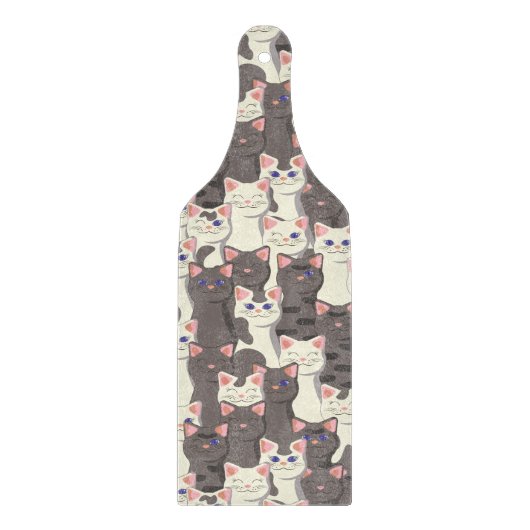 Planche À Découper Motif de chats blancs et gris (Devant)