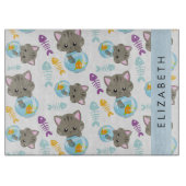 Planche À Découper Motif De Chats, Chats Mignons, Chatons, Votre Nom (Devant)