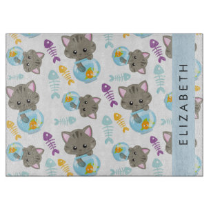 Planche À Découper Motif De Chats, Chats Mignons, Chatons, Votre Nom