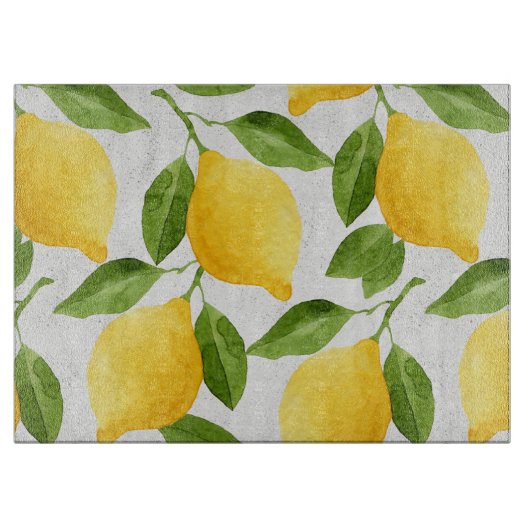 Planche À Découper Motif de citrons d'aquarelle (Devant)