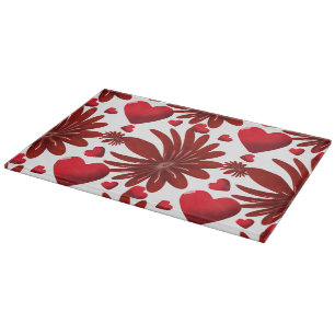 Planche À Découper Motif de cœur floral rouge esthétique fleur romant