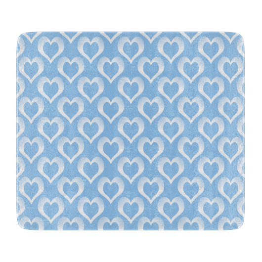 Planche À Découper Motif de cœurs blancs bleus (Devant)