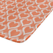 Planche À Découper Motif de cœurs blancs corail (Coin)